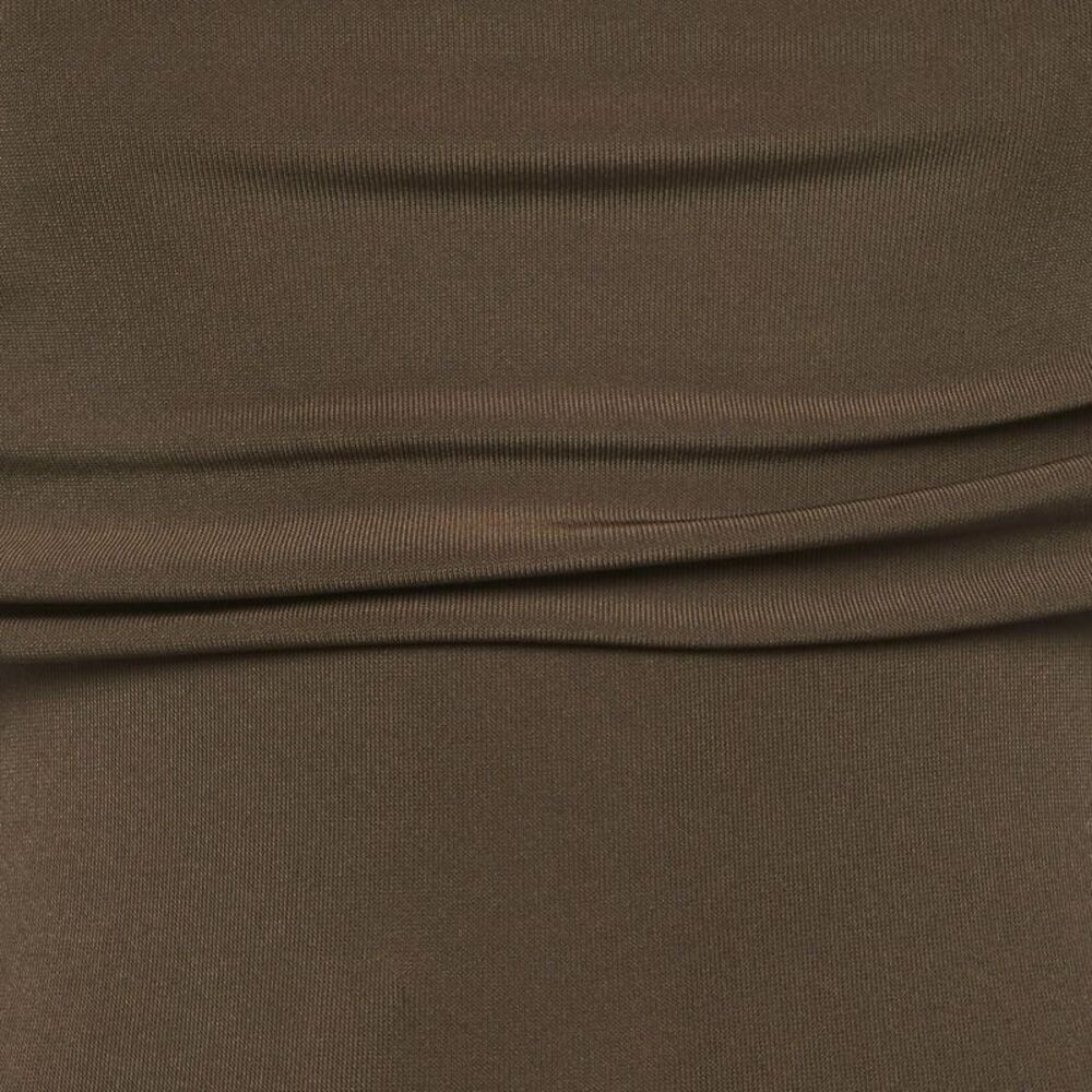 Chat By C.dam Brown Jersey Off-Shoulder Ruched Rosa Dress S - Picture 4 of 6
